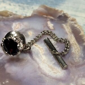 Elegant Silver and Dark red Tie Pin.